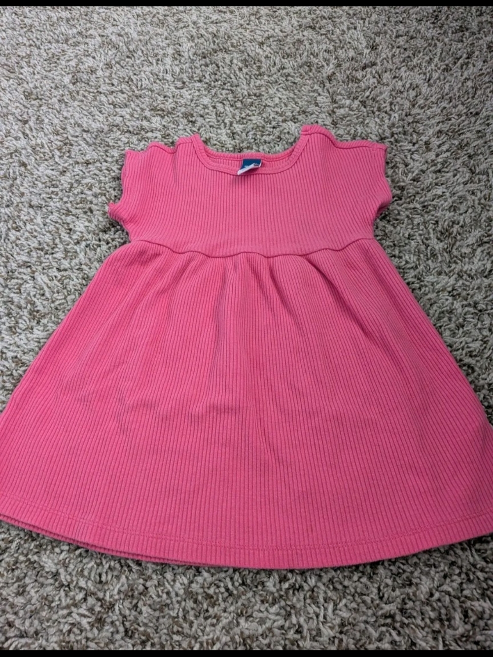 Old Navy Pink Ribbed Scallop-Edge Short Sleeve Dress Size 12/18 Months